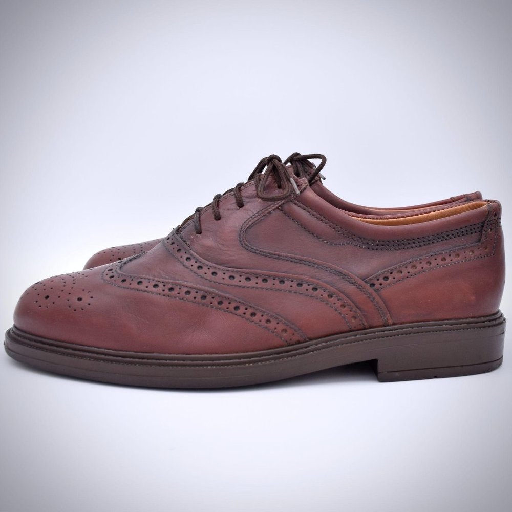 Saxone Pillow Sock Mens Wingtip Shoes 41 US 8 Burgundy Lace Italy Brogue Oxfords